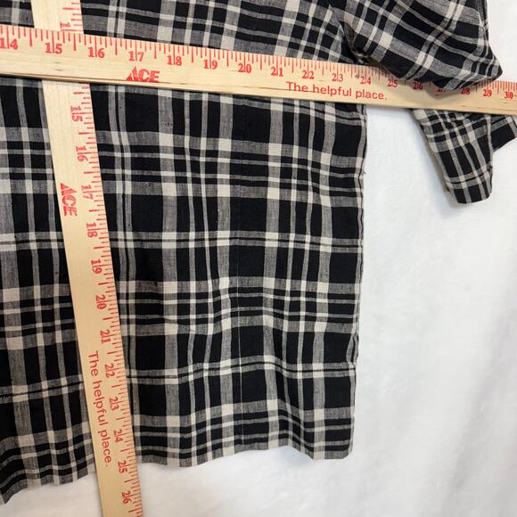 Westbound 18 Plus Black Plaid‎ Linen 3/4 Top Beach Lounge Vacation Summer Casual - Picture 4 of 8